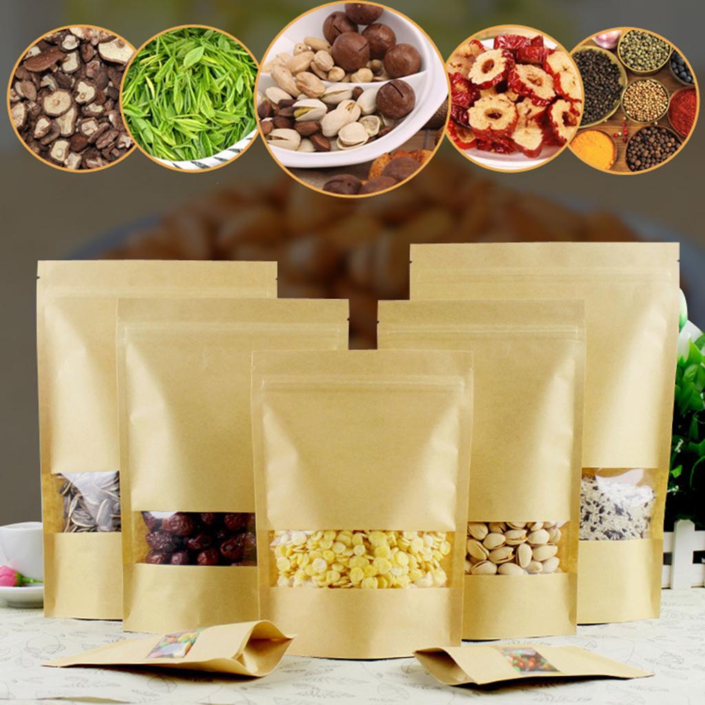 Food Storage Bag - Sacs alimentaires Kraft avec fenêtre transparente,