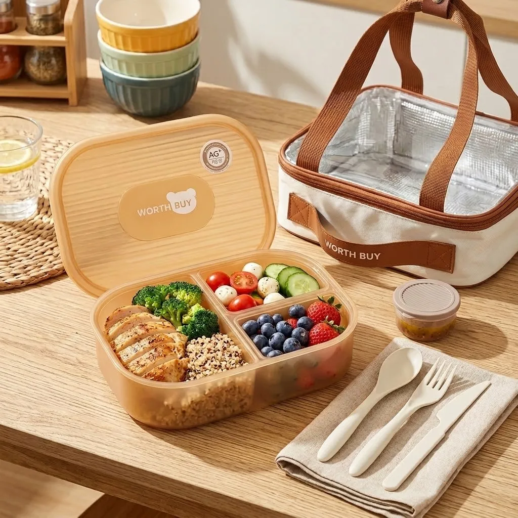 Food Storage With Dividers - Boîte à lunch en plastique compartimentée,